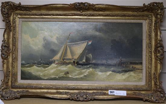 19th century English School Fishing boats off the Dutch coast 10.5 x 21.5in.
